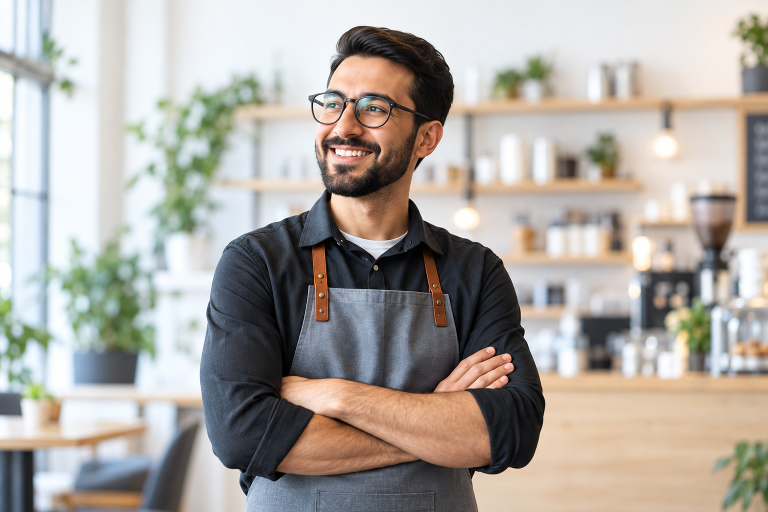 Illustrative café owner